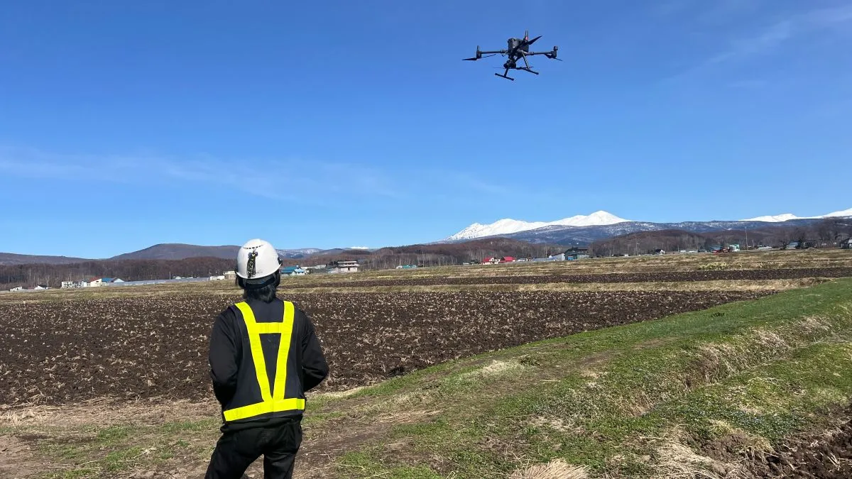 HELICAMスタッフがDJI M350RTK,P1を使用して計測を行いました。