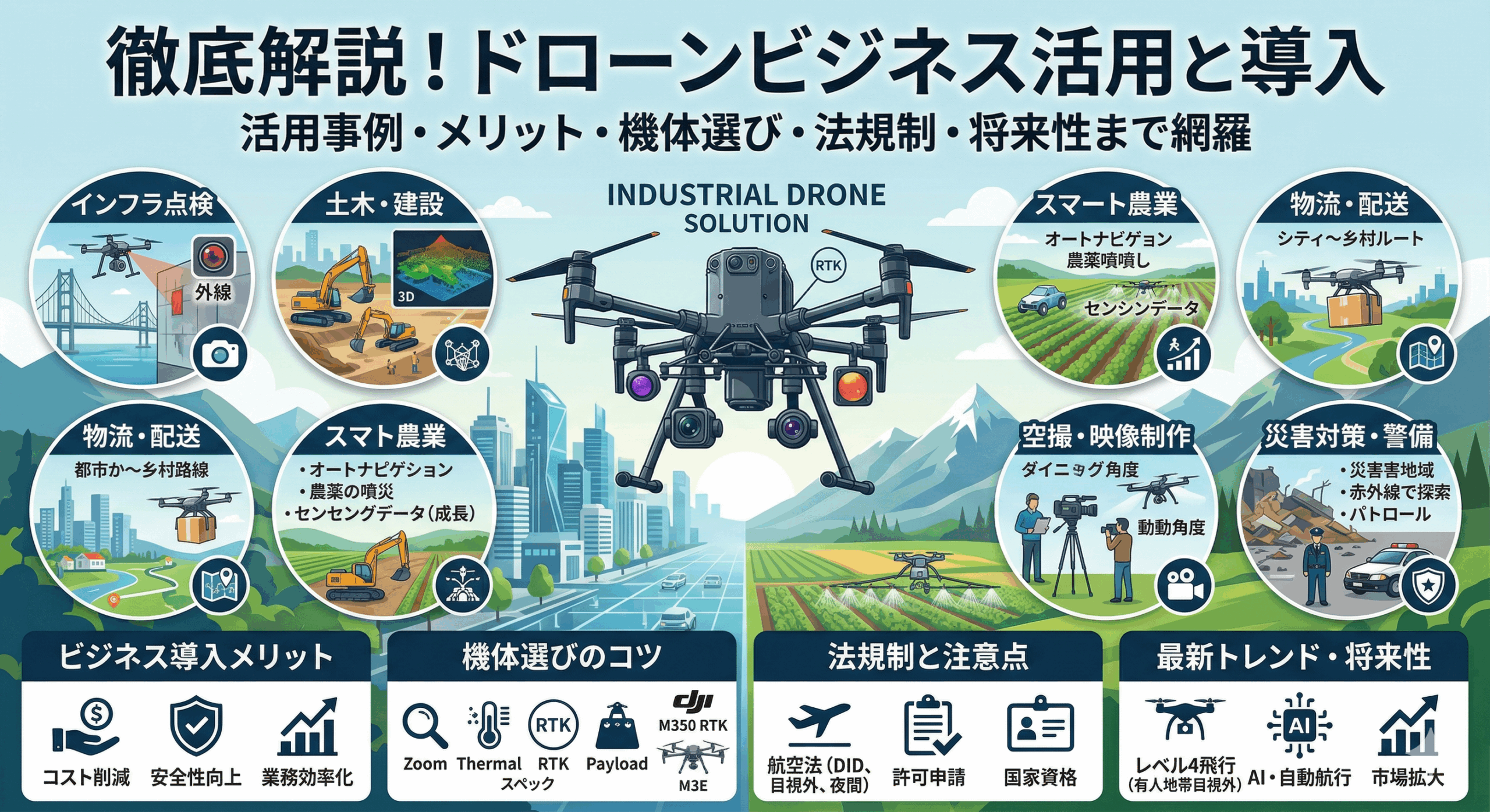 【2026年最新】ドローンの活用場面とは？6つの業界事例とビジネス導入のメリット・注意点を解説