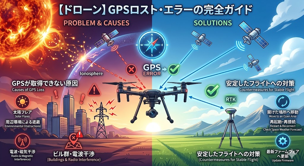 【ドローン】GPSが取得できない・ロストする原因と今すぐできる対策まとめ（RTK固定局対応）